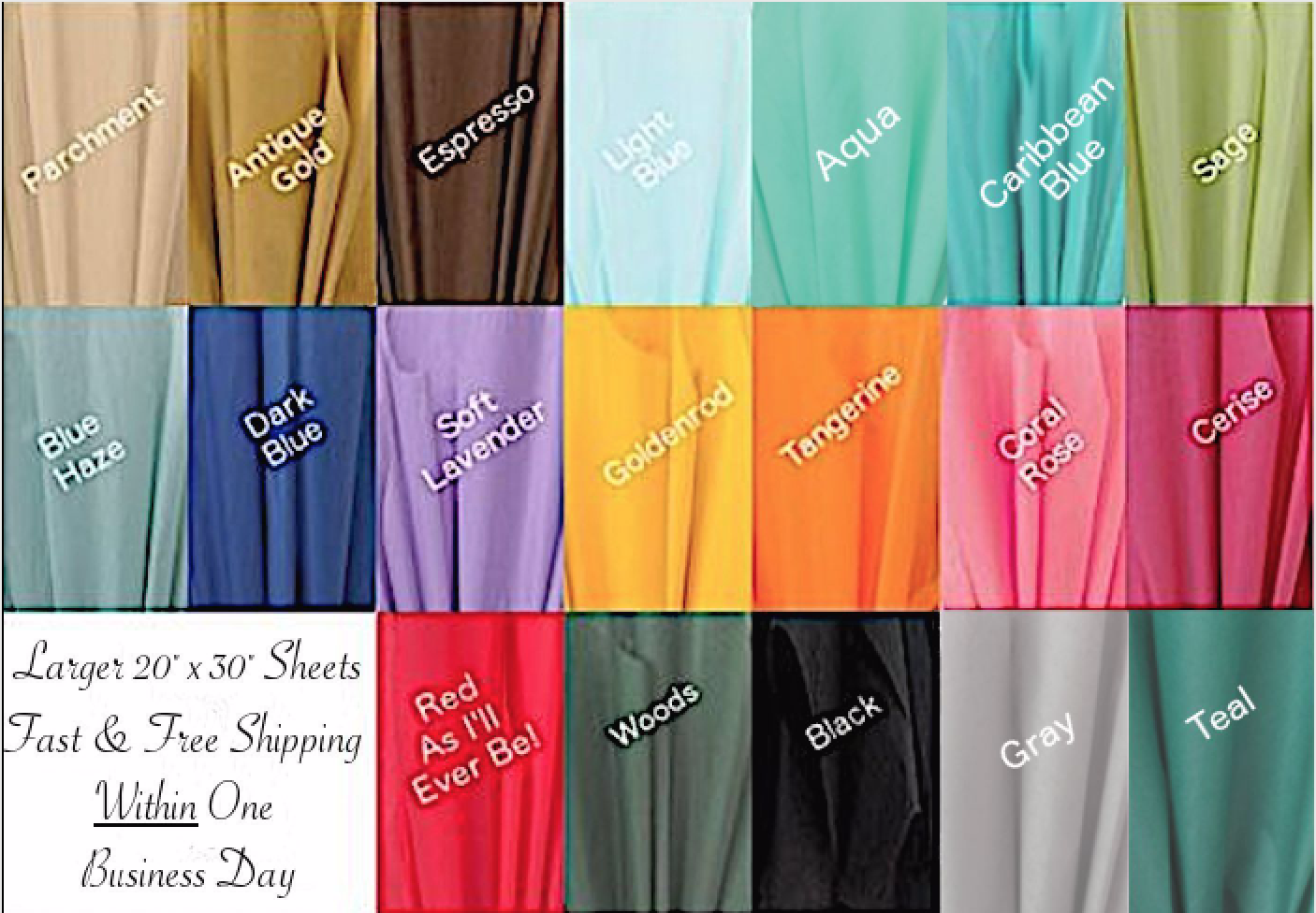 Gift Wrap Tissue Paper, Solid Colors, Large 20" By 30" --24 Sheets--